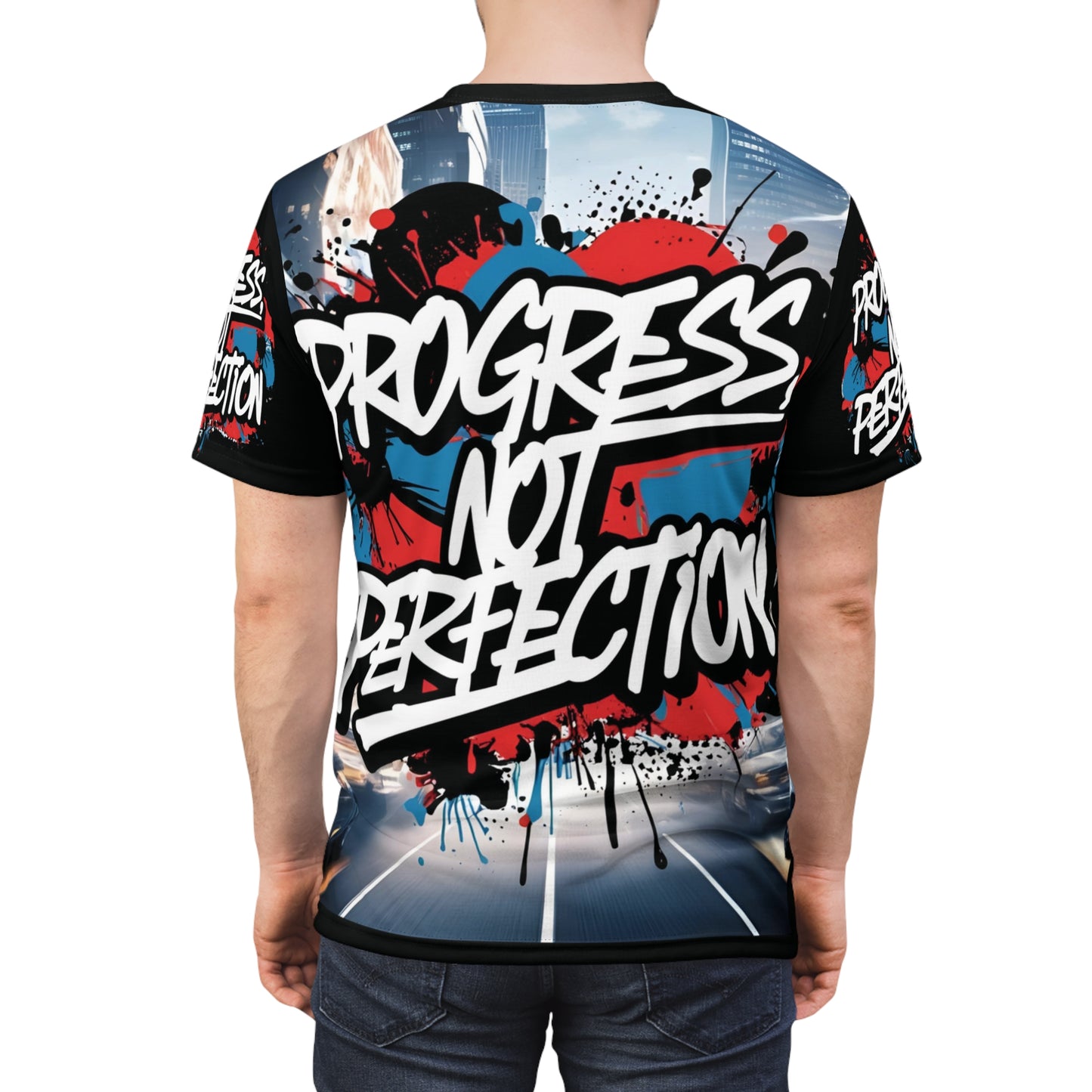 💥 Progress Not Perfection  💥  Stylish   Print  💥  Unisex Graphic Tee 💥  Bold Street Art Design 💥   Motivational Style  💥  Sizes  US  S-3XL  💥
