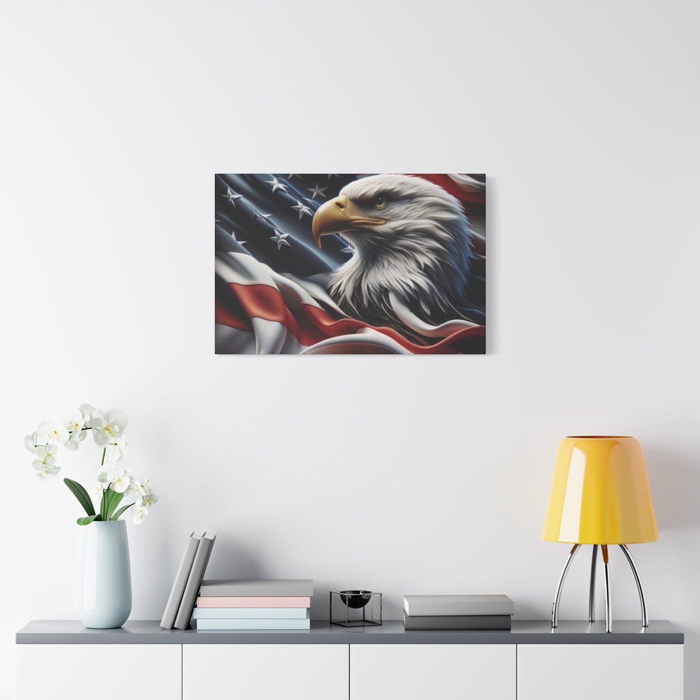 Patriotic Eagle Gallery Wrapped Canvas Art - American Flag Wall Decor - Red White Blue - USA Pride - Holiday Gift -  4th of July Home Decoration - Veteran Gift -  USA Theme Art - Print On Sides - Mirror Sides -