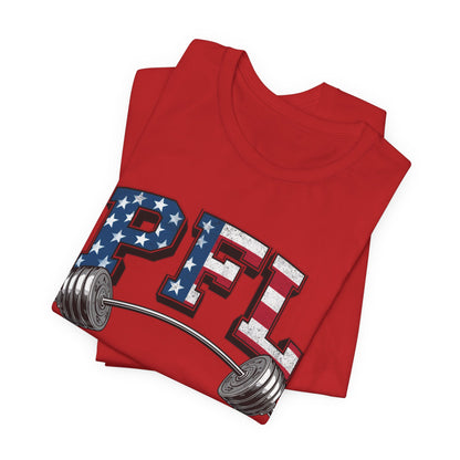 PFL Patriot Fit Life T-Shirt | American Flag Barbell Weightlifting Tee – LIVE FIT