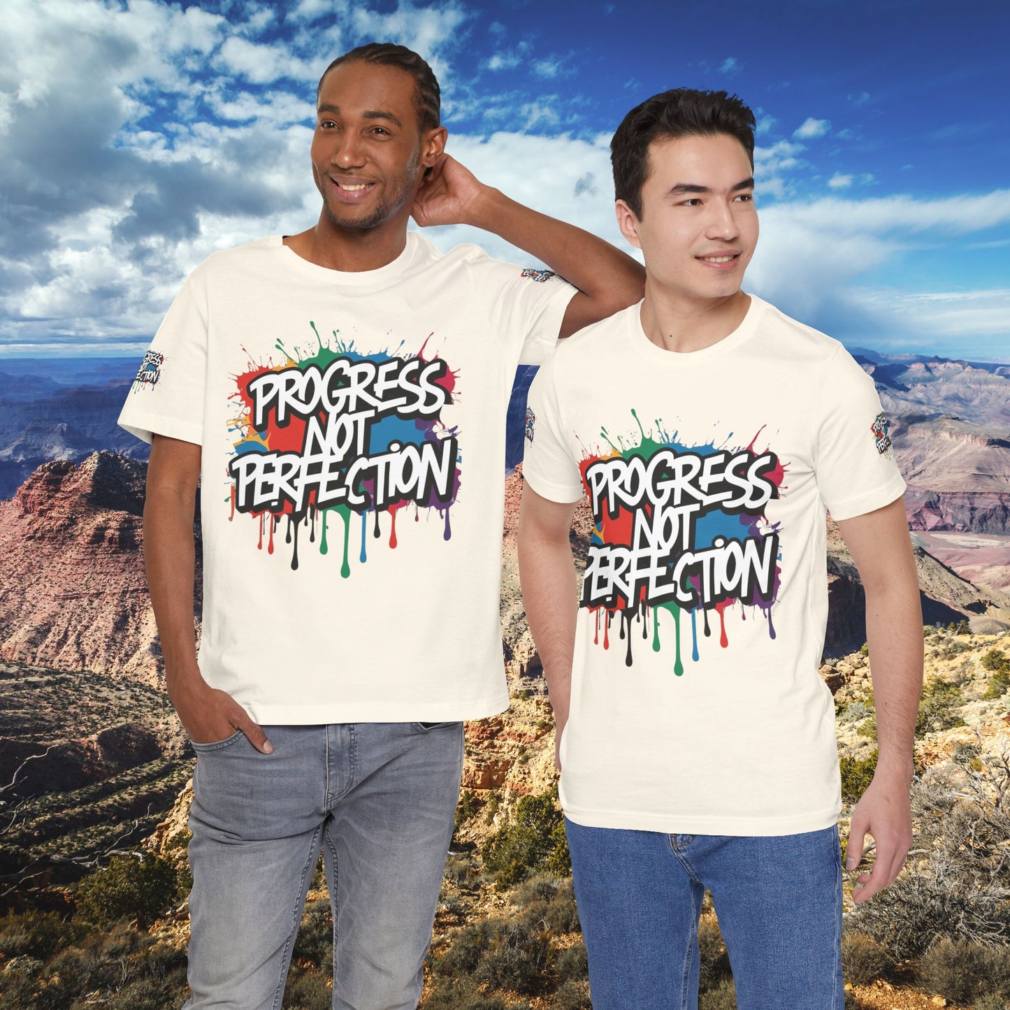 💥 Vibrant   💥   Eye-catching   💥   Motivational    💥 All  Over Print   💥 Unisex T-shirt  💥   Progress  Not  Perfection   💥  Art-Inspired   💥  Apparel  💥  Sizes  XS  x  4XL 💥