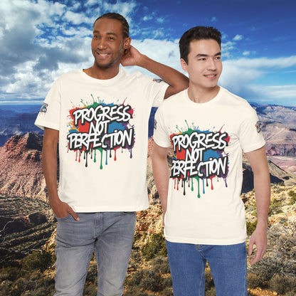 💥 Vibrant   💥   Eye-catching   💥   Motivational    💥 All  Over Print   💥 Unisex T-shirt  💥   Progress  Not  Perfection   💥  Art-Inspired   💥  Apparel  💥  Sizes  XS  x  4XL 💥