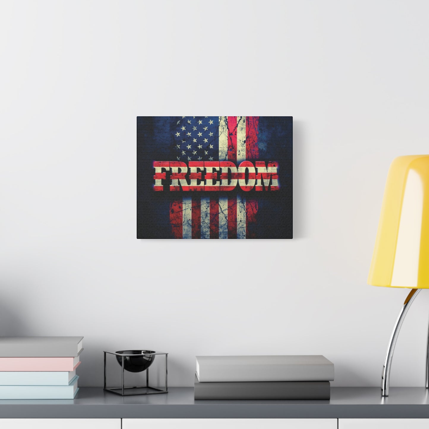 Patriotic Wall Art Print - Freedom Design Canvas Decor - American Flag Red White & Blue Artwork - Christmas Gifts - Independence Day Decoration - Home Gallery Piece -