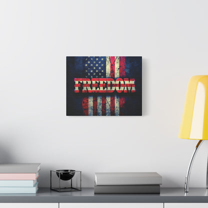 Patriotic Wall Art Print - Freedom Design Canvas Decor - American Flag Red White & Blue Artwork - Christmas Gifts - Independence Day Decoration - Home Gallery Piece -