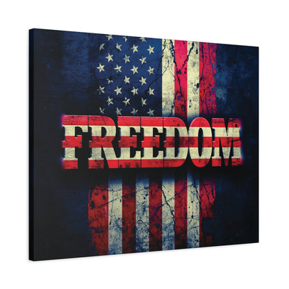 Patriotic Wall Art Print - Freedom Design Canvas Decor - American Flag Red White & Blue Artwork - Christmas Gifts - Independence Day Decoration - Home Gallery Piece -