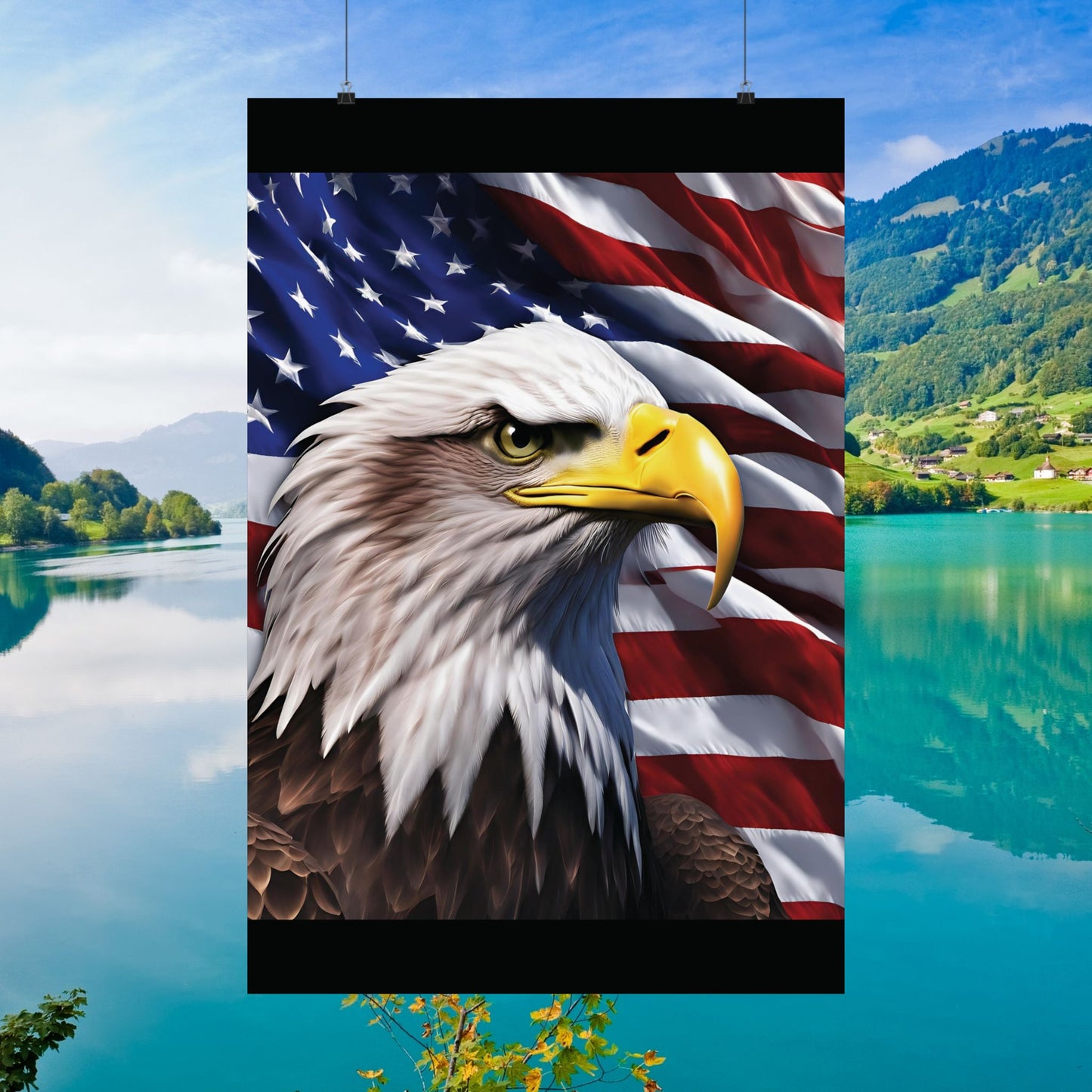 💥 Patriotic 💥 Bald Eagle 💥 Red White & Blue 💥 Wall Art 💥 Matte  💥 Vertical Poster 💥