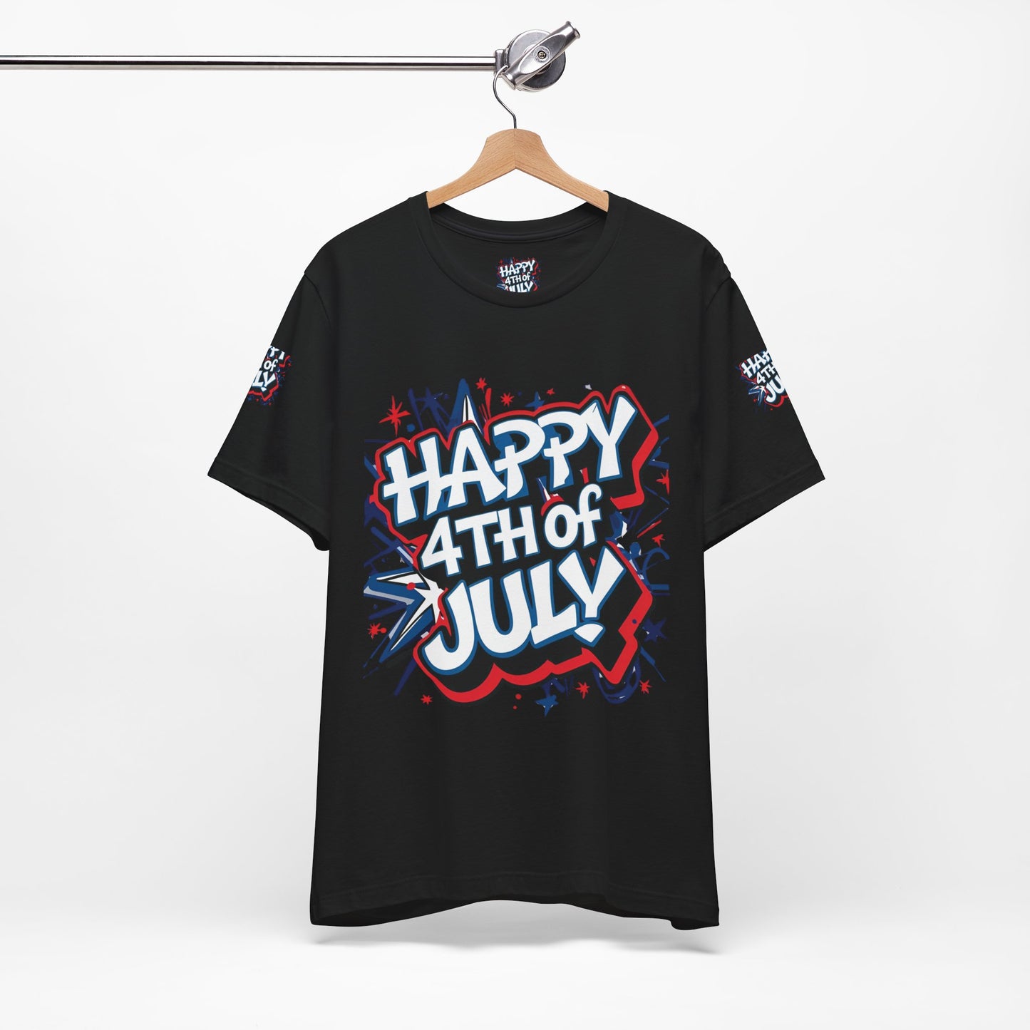 Happy 4th Of July Unisex Jersey Short Sleeve Tee, Independence Day T-Shirt, Patriotic Shirt, Red White Blue Tee, USA Celebration Top
