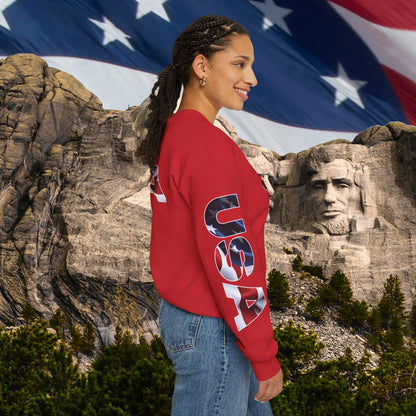Patriotic USA Red White Blue - Crewneck Sweatshirt - Unisex Pullover - S-5XL