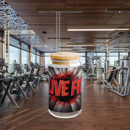LIVE FIT - Sipper Glass - 16oz - Motivational Drink Ware for Fitness Enthusiasts - Reusable Glass Straw - Perfect for Gym & Everyday Use -