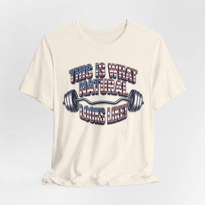 Natural Looks American Flag Gym T-Shirt | Motivational Weightlifting Tee