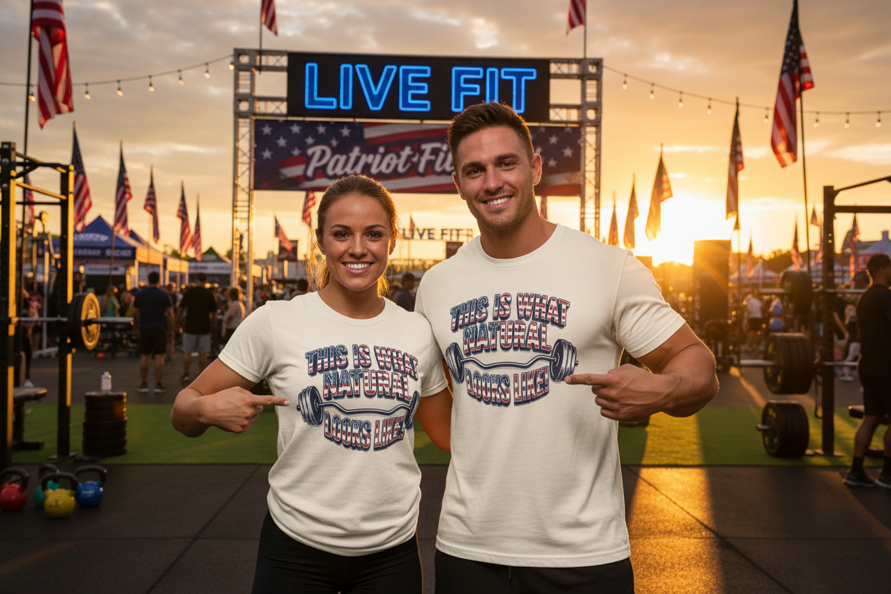 Natural Looks American Flag Gym T-Shirt | Motivational Weightlifting Tee