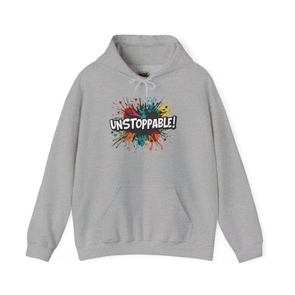 Unstoppable! Paint Splash Hoodie - Motivational Graphic Sweatshirt - Unisex Pullover - S-5XL
