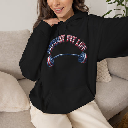 Patriotic Fit Life Hoodie — USA Flag Barbell Fitness Sweatshirt