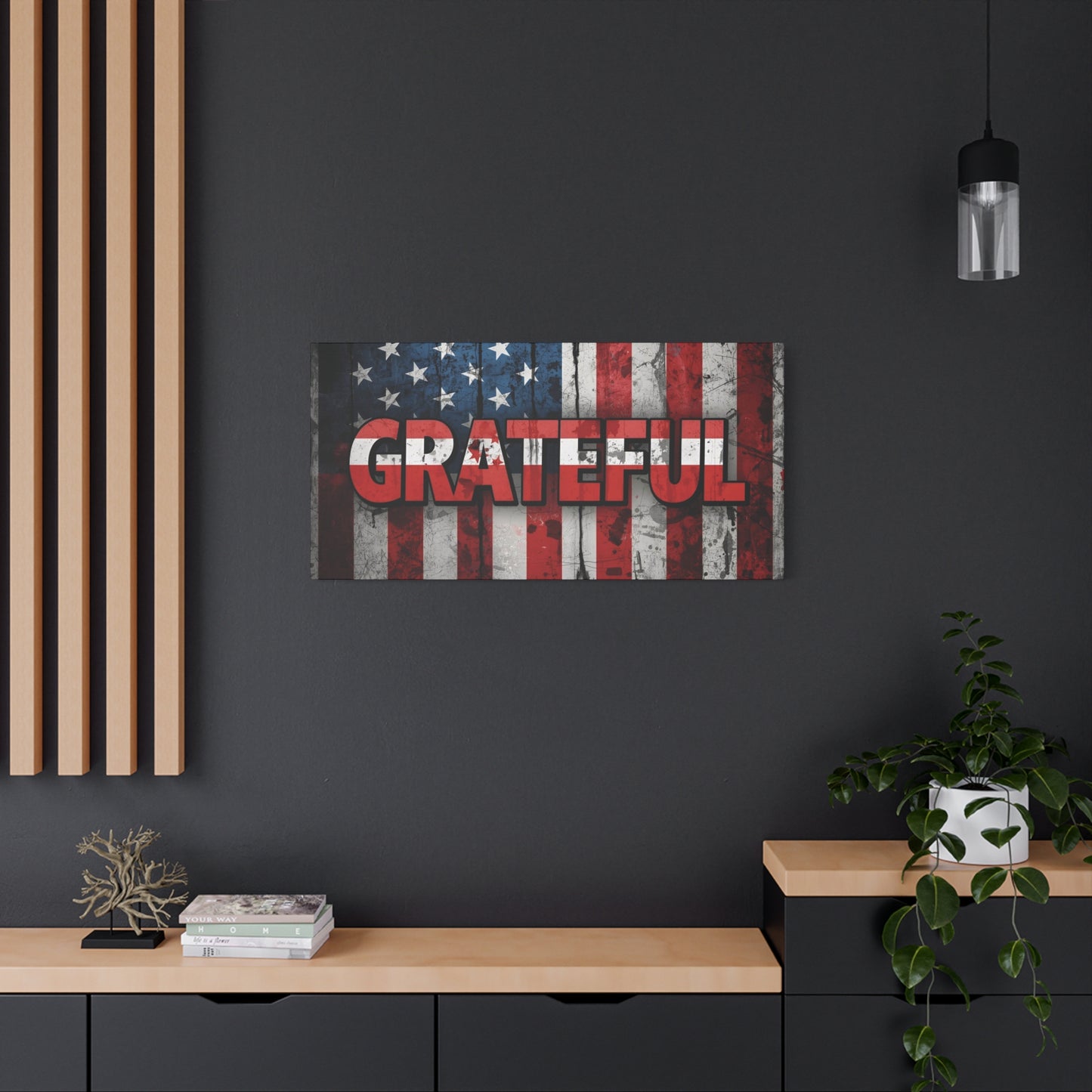 Grateful American Flag Wall Art | Patriotic Canvas Decor, Home Wall Decor, Inspirational Gift, 4th of July Decoration, Veteran's Day