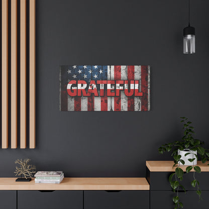 Grateful American Flag Wall Art | Patriotic Canvas Decor, Home Wall Decor, Inspirational Gift, 4th of July Decoration, Veteran's Day