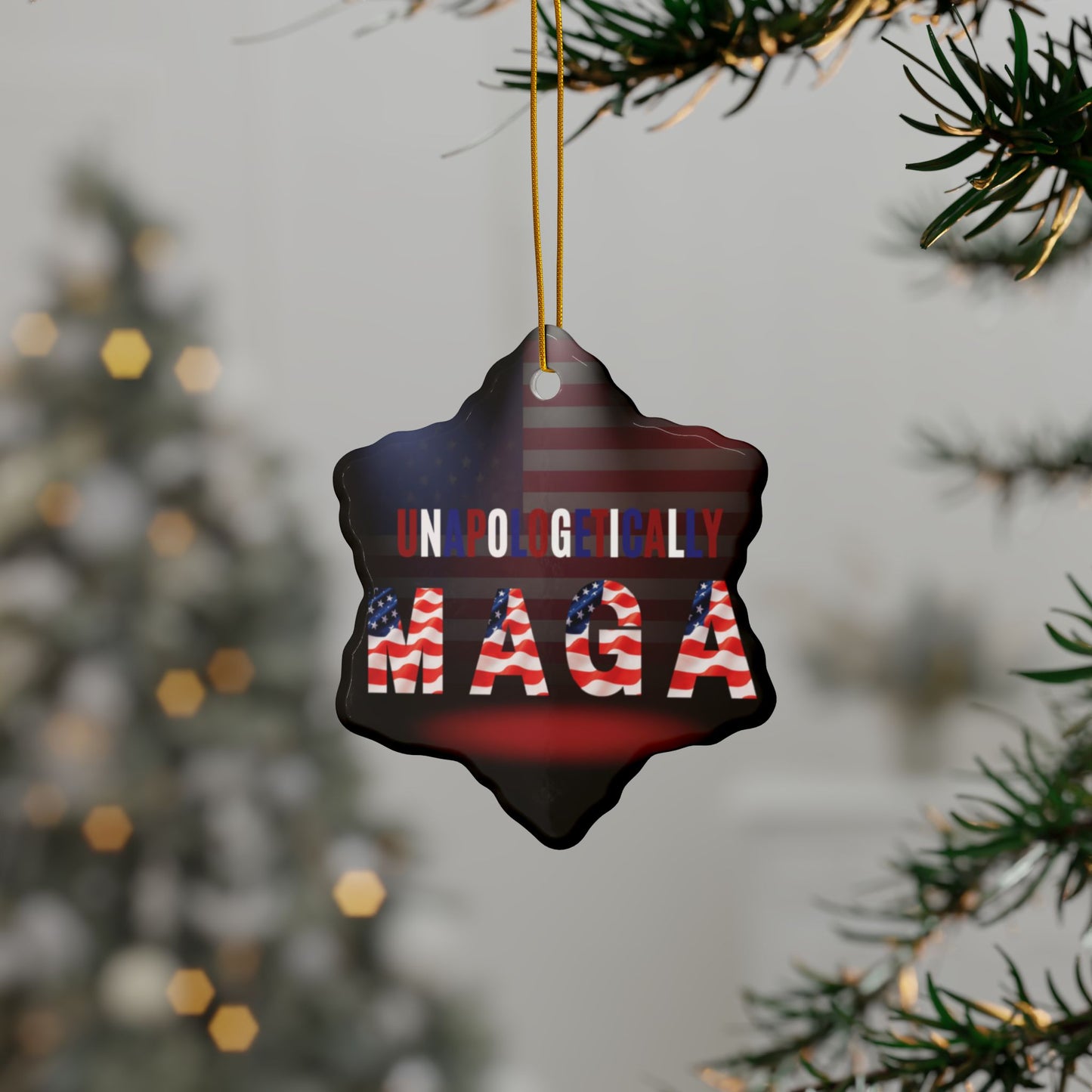 Patriotic Ceramic Ornaments - Unapologetically MAGA - 2-Sided Print (1pc, 3pcs, 5pcs, 10pcs)