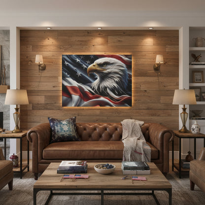 Patriotic Canvas Wall Art - American Eagle - American Flag Background Design - Red White Blue - Home Decor for Veterans -  Memorial Day -  Independence Day -  Holiday Gifts -