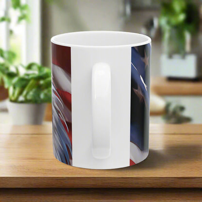 Patriotic Red White & Blue Mug - American Flag & Bald Eagle - 11oz/15oz - 4th of July Gift