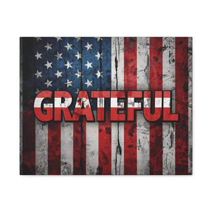 Grateful American Flag Wall Art | Patriotic Canvas Decor, Home Wall Decor, Inspirational Gift, 4th of July Decoration, Veteran's Day