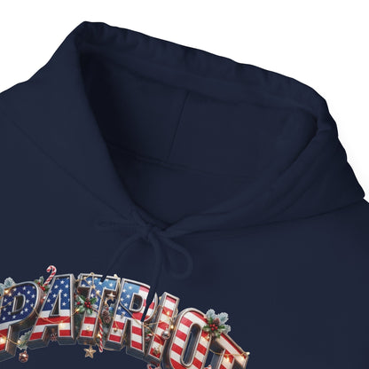 Patriot Christmas Hoodie - Flag Letters with Ornaments | Clean Minimal Graphic | Unisex S-5XL
