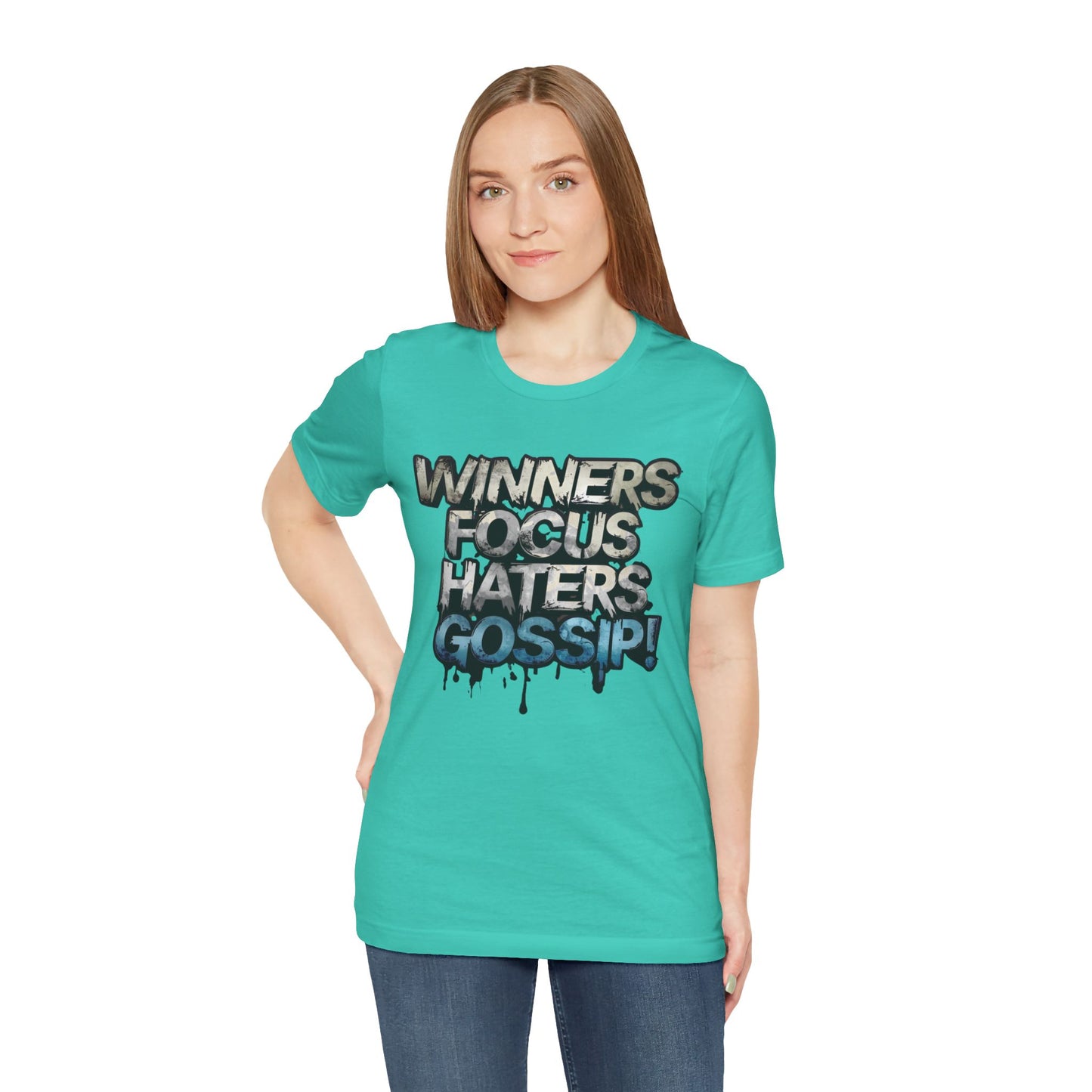 Winners Focus Haters Gossip - Motivational T-Shirt - Bold Graphic Tee - Unisex XS-4XL