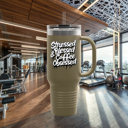 40oz. Insulated Travel Mug: Stressed Blessed, & Coffee Obsessed Print, 7 Different Color Options, Perfect Gift for Coffee Lovers, Gym Goers, Travel Enthusiasts, Holiday [...]
