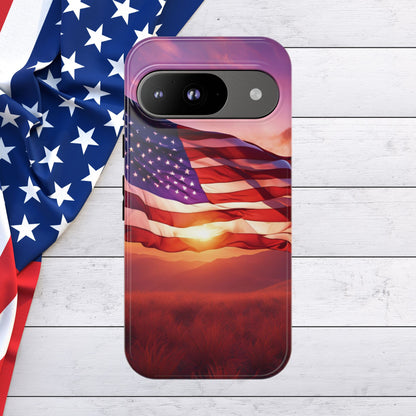 Stylish Phone Case - American Flag At Sunset Design - Patriotic Gift for Veterans - Independence Day -  Summer Vibes -