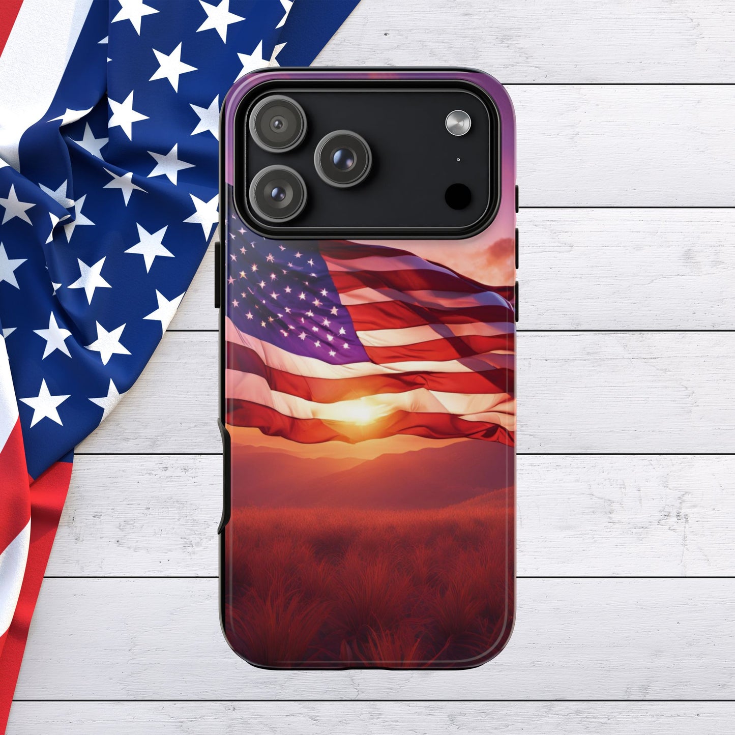 Stylish Phone Case - American Flag At Sunset Design - Patriotic Gift for Veterans - Independence Day -  Summer Vibes -