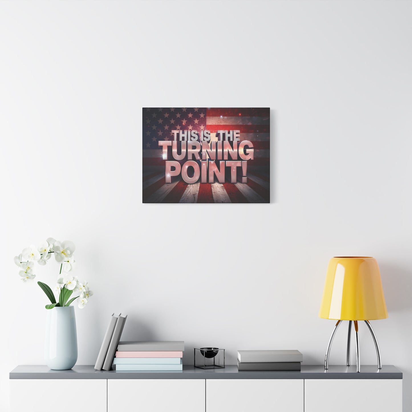 Gallery Wrapped Canvas Wall Art - Charlie Kirk Inspired - This Is The Turning Point! - Red White Blue - American Flag Backdrop Design - Multiple Sizes -