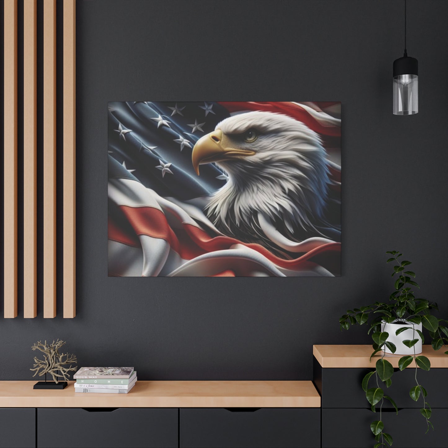 Patriotic Eagle Gallery Wrapped Canvas Art - American Flag Wall Decor - Red White Blue - USA Pride - Holiday Gift -  4th of July Home Decoration - Veteran Gift -  USA Theme Art - Print On Sides - Mirror Sides -