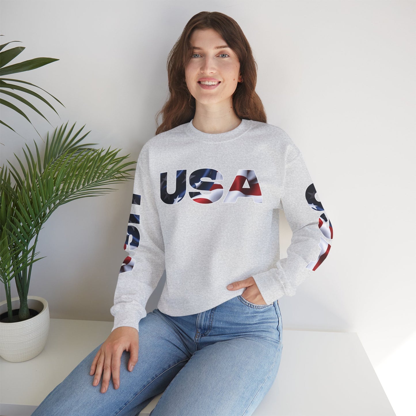 Patriotic USA Red White Blue - Crewneck Sweatshirt - Unisex Pullover - S-5XL