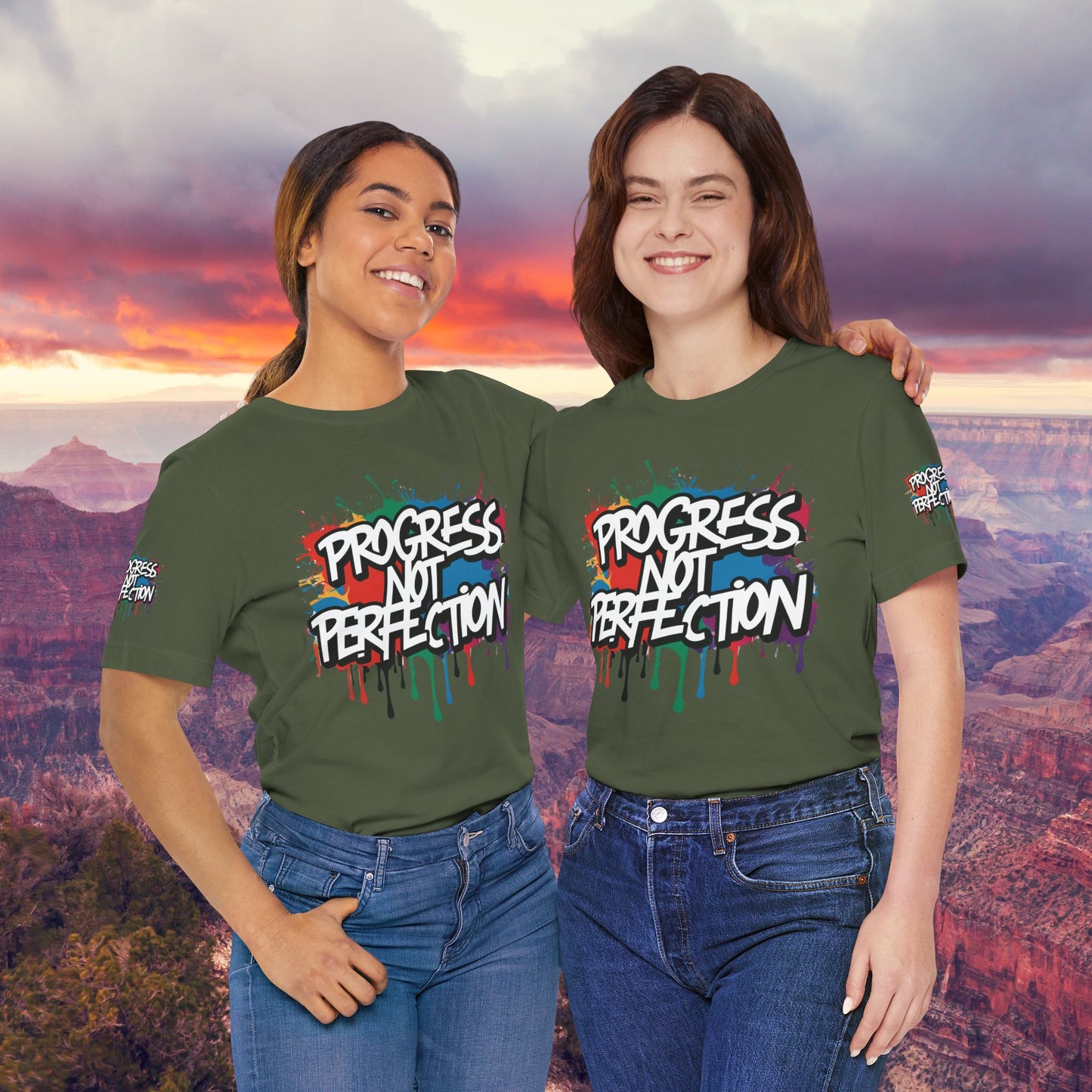 💥 Vibrant   💥   Eye-catching   💥   Motivational    💥 All  Over Print   💥 Unisex T-shirt  💥   Progress  Not  Perfection   💥  Art-Inspired   💥  Apparel  💥  Sizes  XS  x  4XL 💥