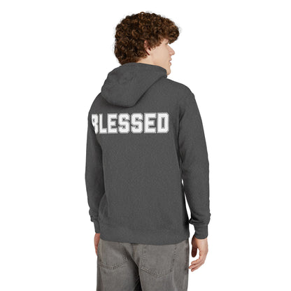 Blessed Hoodie — Cozy French Terry Pullover - with - White - Bold Front & Back Text - Holiday Gift - Fitness