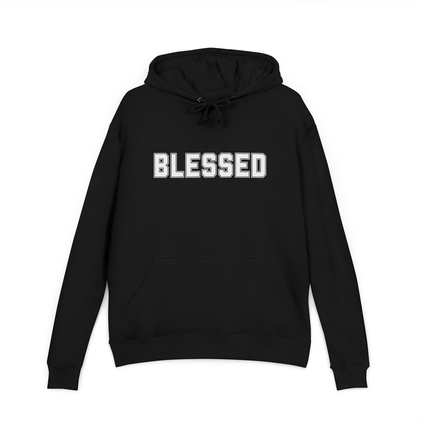 Blessed Hoodie — Cozy French Terry Pullover - with - White - Bold Front & Back Text - Holiday Gift - Fitness