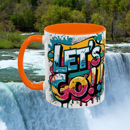 Vibrant   Ceramic  Mug    Inspirational      Let's Go!     Graffiti  Mug      Coffee Mug        Progress  Not  Perfection   Sizes   11oz  &  15oz    Birthday Gift   Graduation Gift    8  Different  Color Options