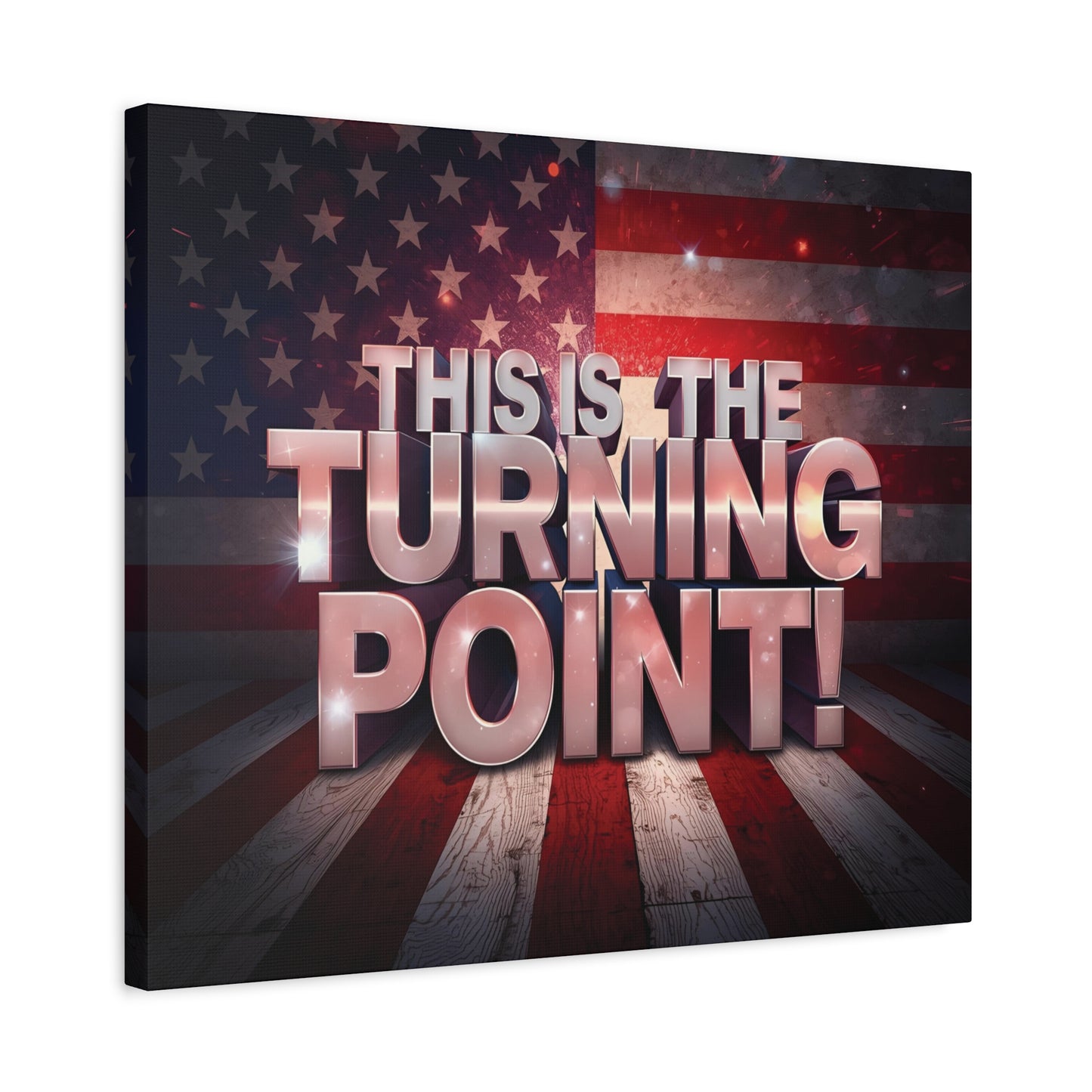 Gallery Wrapped Canvas Wall Art - Charlie Kirk Inspired - This Is The Turning Point! - Red White Blue - American Flag Backdrop Design - Multiple Sizes -