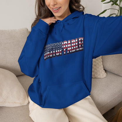 UNSTOPPABLE! Hoodie — USA Flag Graphic Pullover | LIVE FIT - Patriot Fit Life
