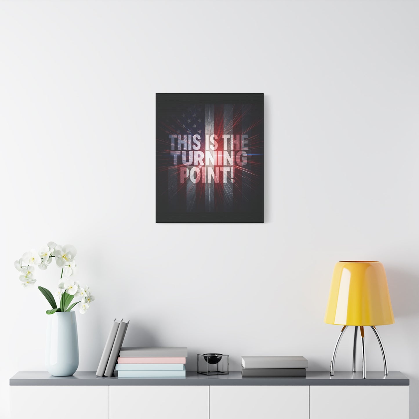 Charlie Kirk - This Is The Turning Point! - Red White Blue - Stunning American Flag Backdrop Design - Patriotic - Motivational Wall Art - Canvas - Multiple Sizes
