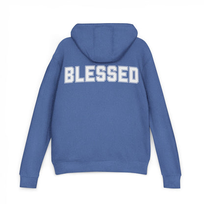 Blessed Hoodie — Cozy French Terry Pullover - with - White - Bold Front & Back Text - Holiday Gift - Fitness
