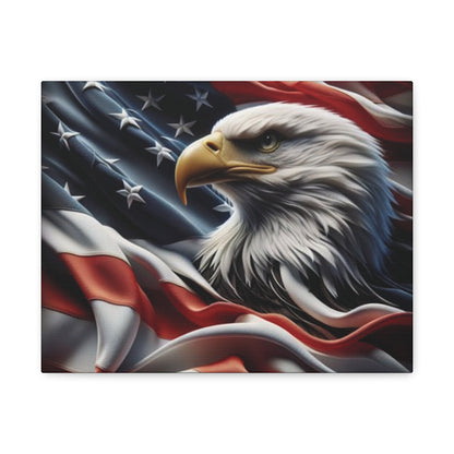 Patriotic Eagle Gallery Wrapped Canvas Art - American Flag Wall Decor - Red White Blue - USA Pride - Holiday Gift -  4th of July Home Decoration - Veteran Gift -  USA Theme Art - Print On Sides - Mirror Sides -