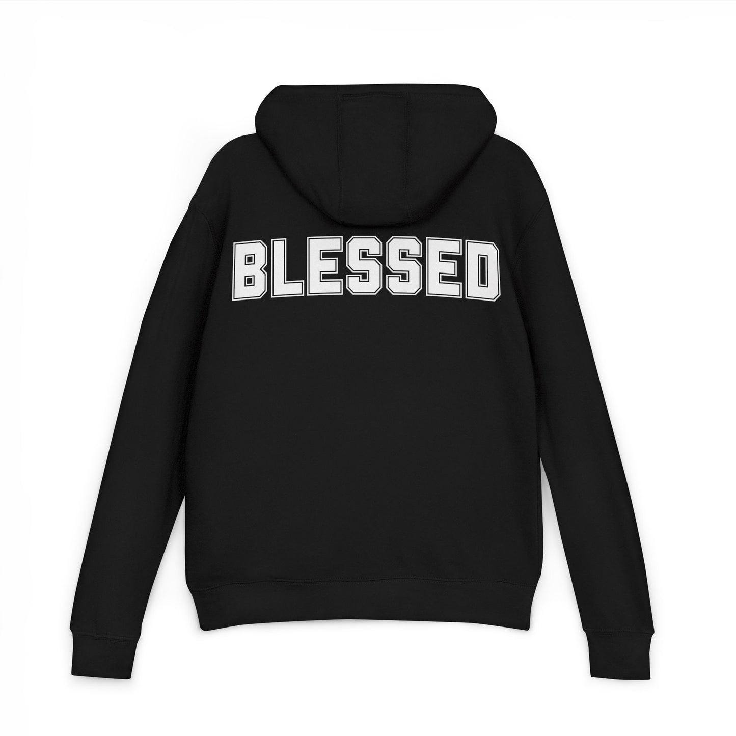 Blessed Hoodie — Cozy French Terry Pullover - with - White - Bold Front & Back Text - Holiday Gift - Fitness