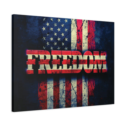 Patriotic Wall Art Print - Freedom Design Canvas Decor - American Flag Red White & Blue Artwork - Christmas Gifts - Independence Day Decoration - Home Gallery Piece -