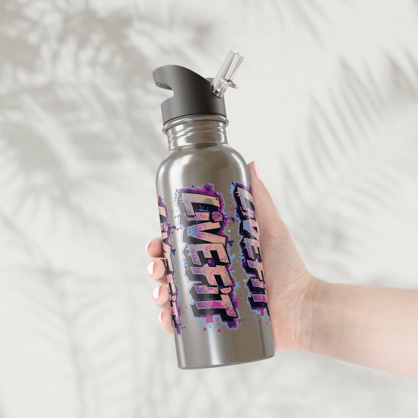 Stylish - Live Fit Stainless Steel Water Bottle - Motivational 20oz Travel Flask -  Fitness Hydration Drink-ware -  Sports Water Container -  [...]