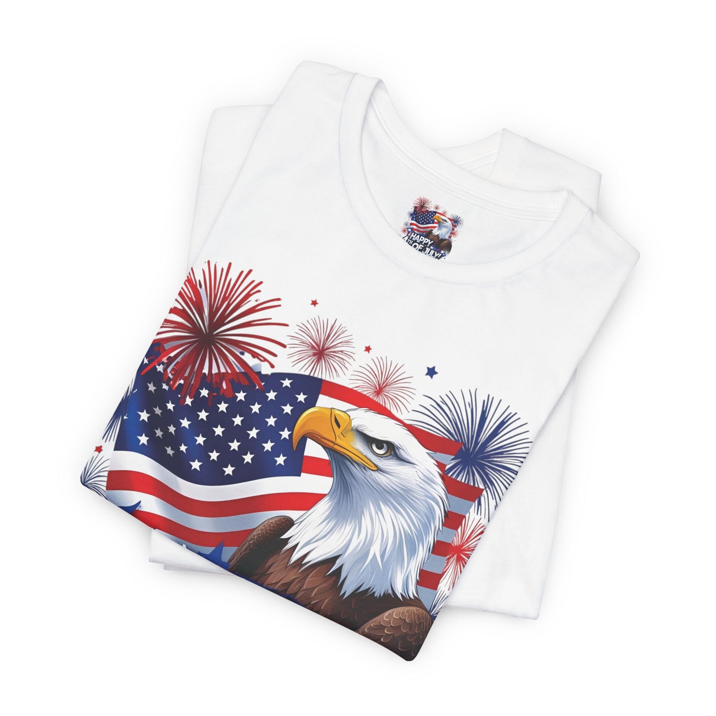 Happy 4th of July Graphic T-Shirt - Patriotic Bald Eagle - American Flag Tee - XS-4XL