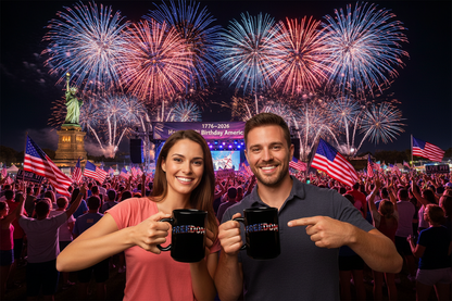 FREEDOM Mug | Patriotic American Flag Stars & Stripes Coffee Cup