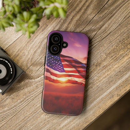 Stylish Phone Case - American Flag At Sunset Design - Patriotic Gift for Veterans - Independence Day -  Summer Vibes -
