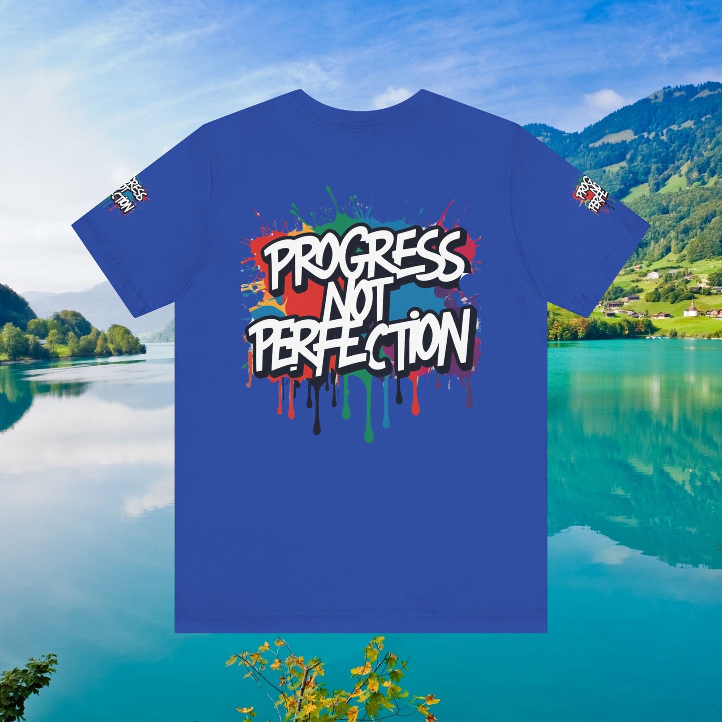 💥 Vibrant   💥   Eye-catching   💥   Motivational    💥 All  Over Print   💥 Unisex T-shirt  💥   Progress  Not  Perfection   💥  Art-Inspired   💥  Apparel  💥  Sizes  XS  x  4XL 💥