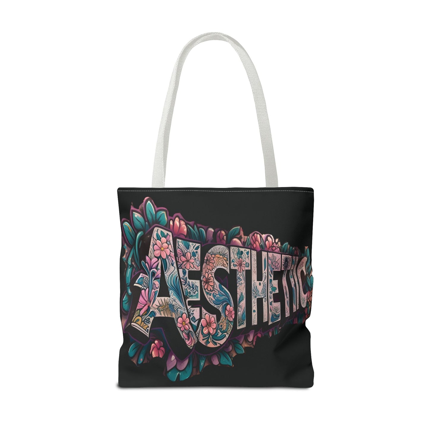 Eye-Catching - Aesthetic - Black Floral Tote Bag - Shopping Bag - Eco-Friendly Grocery Tote - Boho Style Handbag - Gift  for Art Lovers - Travel Accessory -