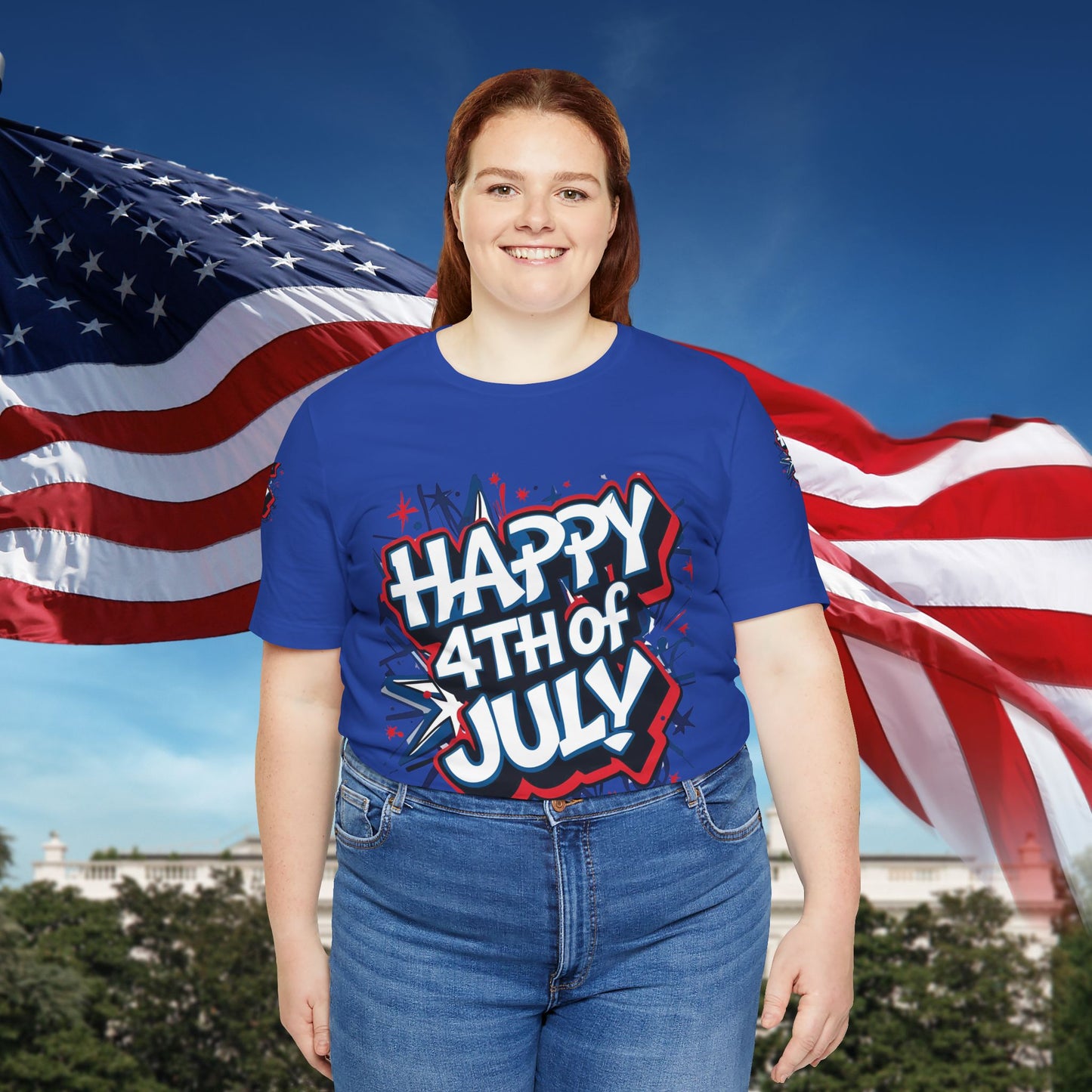 Happy 4th Of July Unisex Jersey Short Sleeve Tee, Independence Day T-Shirt, Patriotic Shirt, Red White Blue Tee, USA Celebration Top