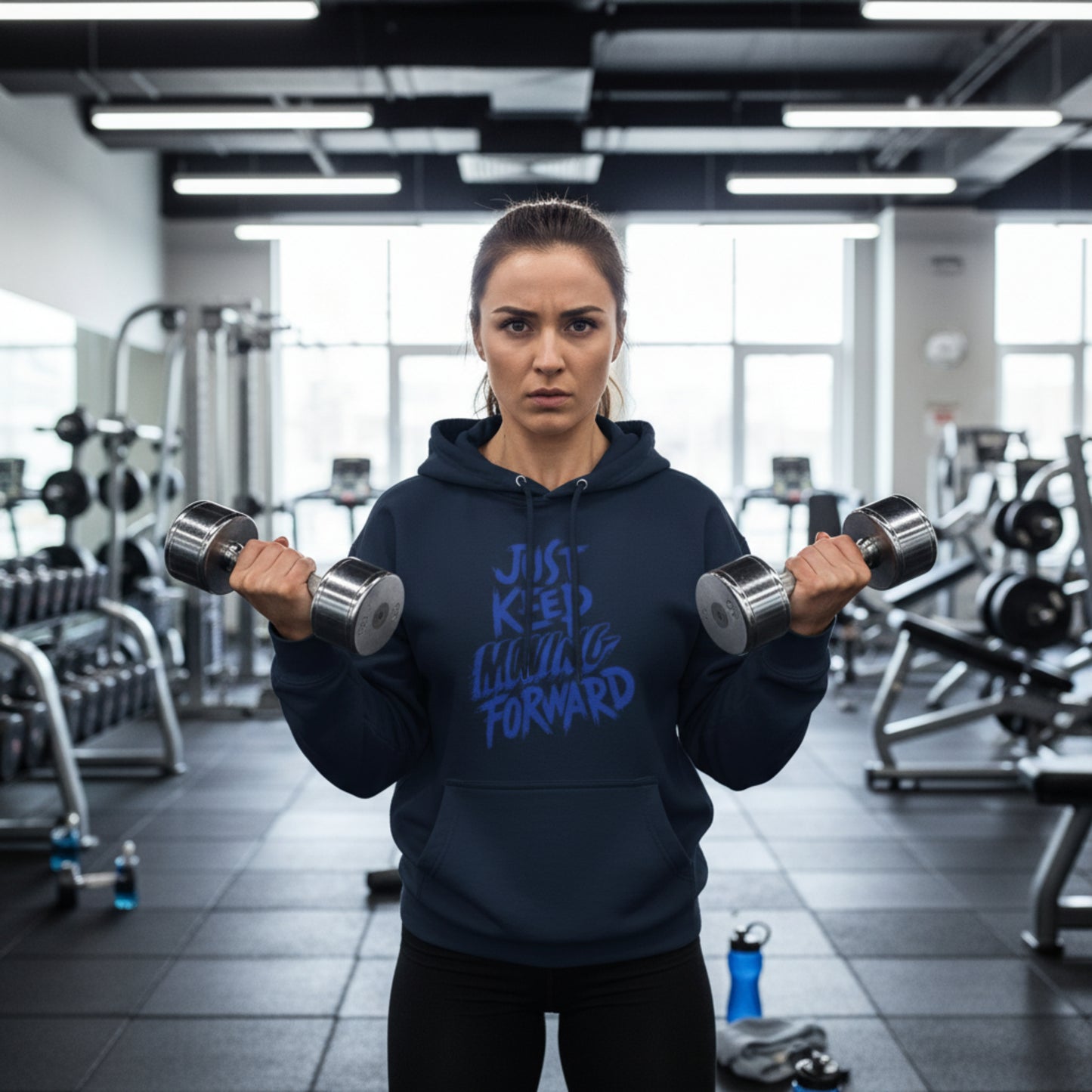 Unisex - JUST KEEP MOVING FORWARD - Three-Panel Fleece Hoodie - Motivational Sweatshirt - Inspirational Hoodie - Fitness Apparel - Workout Hoodie