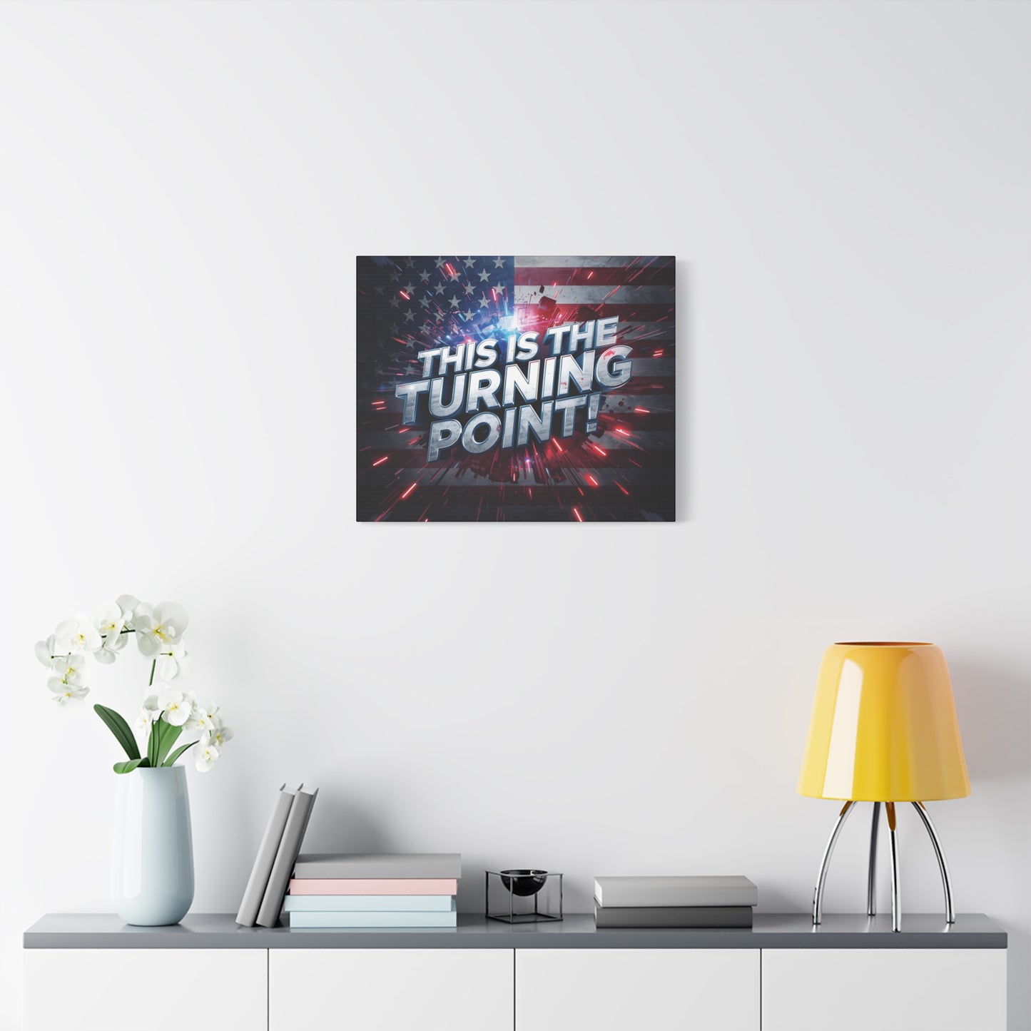Canvas Print - Patriotic Wall Art - Stunning - Red White Blue - American Flag Backdrop - Charlie Kirk Inspired - This Is The Turning Point! - Multiple Sizes -
